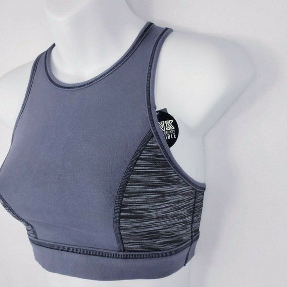Victoria's Secret PINK Grey Black Reversible Unlined Sports Bra Size XS NWT - Picture 3 of 11